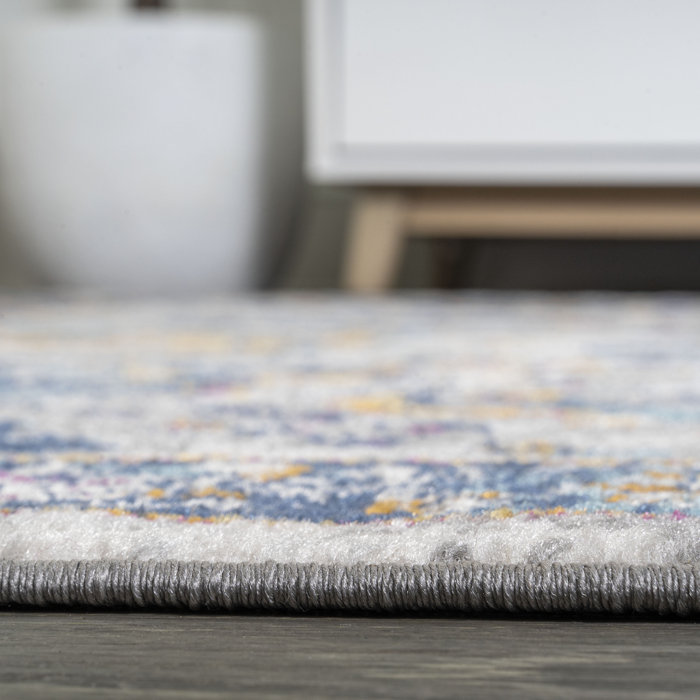 Bungalow Rose Performance Light Gray/Blue Rug Wayfair